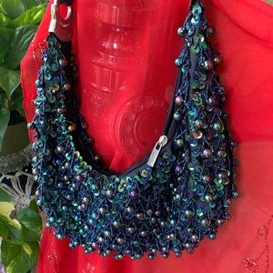Hobo Purse, Sequins with Colorful Beads